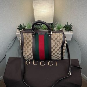 Gucci Boston GG Supreme Ophidia
Canvas Leather Bag Crossbody